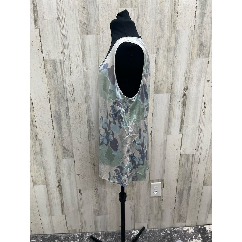 Ann Taylor Blouse Womens L Watercolor Floral Blue Green Sleeveless Top sku548 - Picture 2 of 11